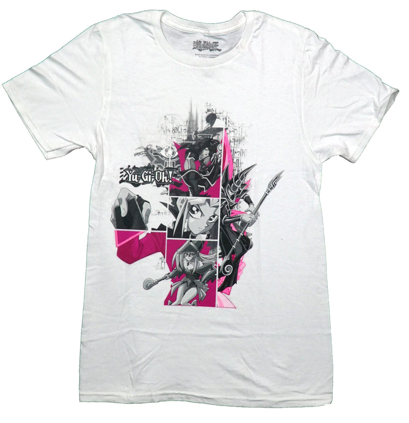 Yu-Gi-Oh Mens T-Shirt - Pink & Grayscale Characters Girl Center w/ Card - Inmyparentsbasement.com