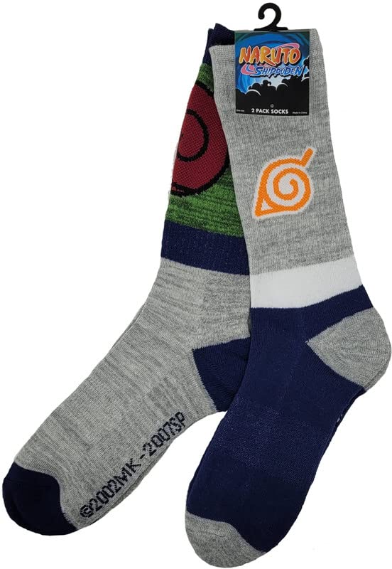 Ripple Junction Naruto Shippuden Adult Crew Sock 2 Pack Cosplay Colorblock Icons Officially Licensed