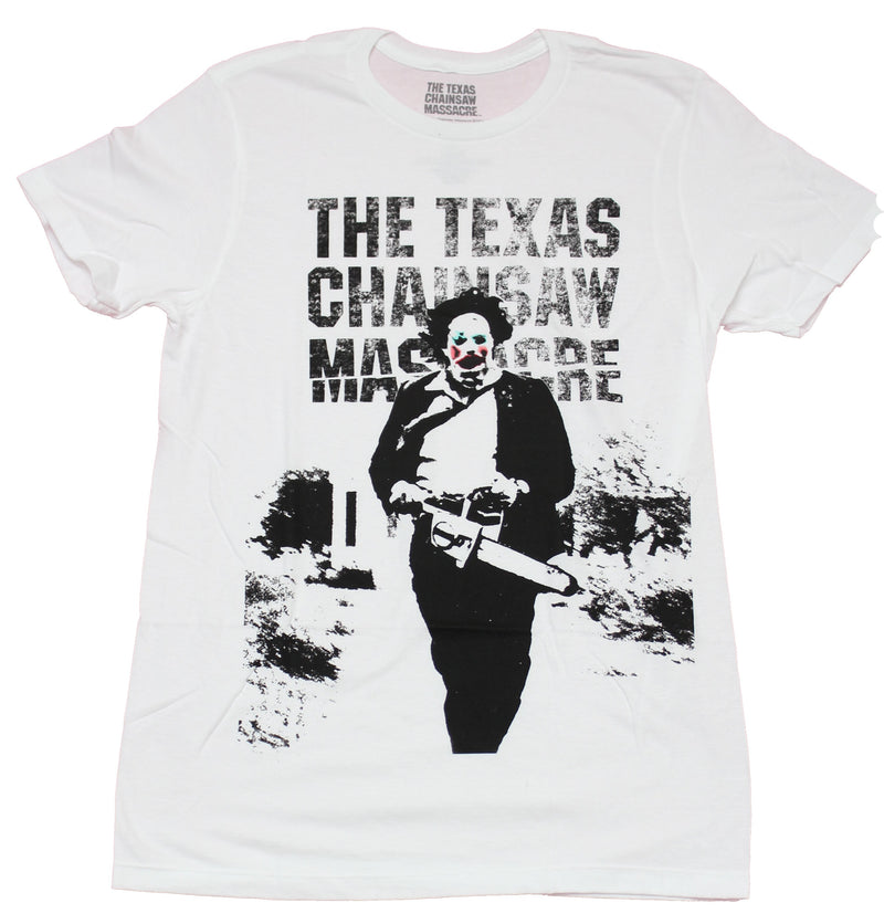 Texas Chainsaw Massacre Mens T-Shirt - Leatherface Approaching Clown Makeup