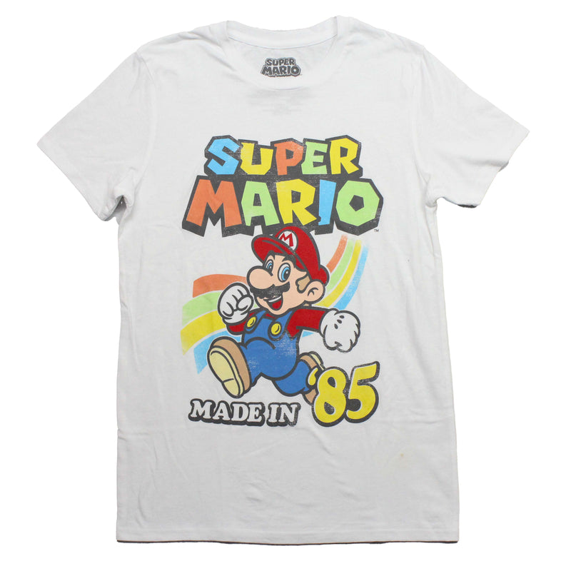 Super Mario Mens T-Shirt - Running Pastel Rainbow Made in '85