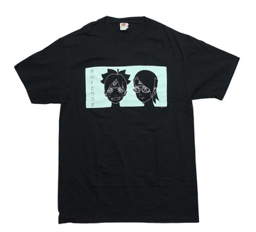 Boruto Mens T-Shirt - Girl Duo In Black and White