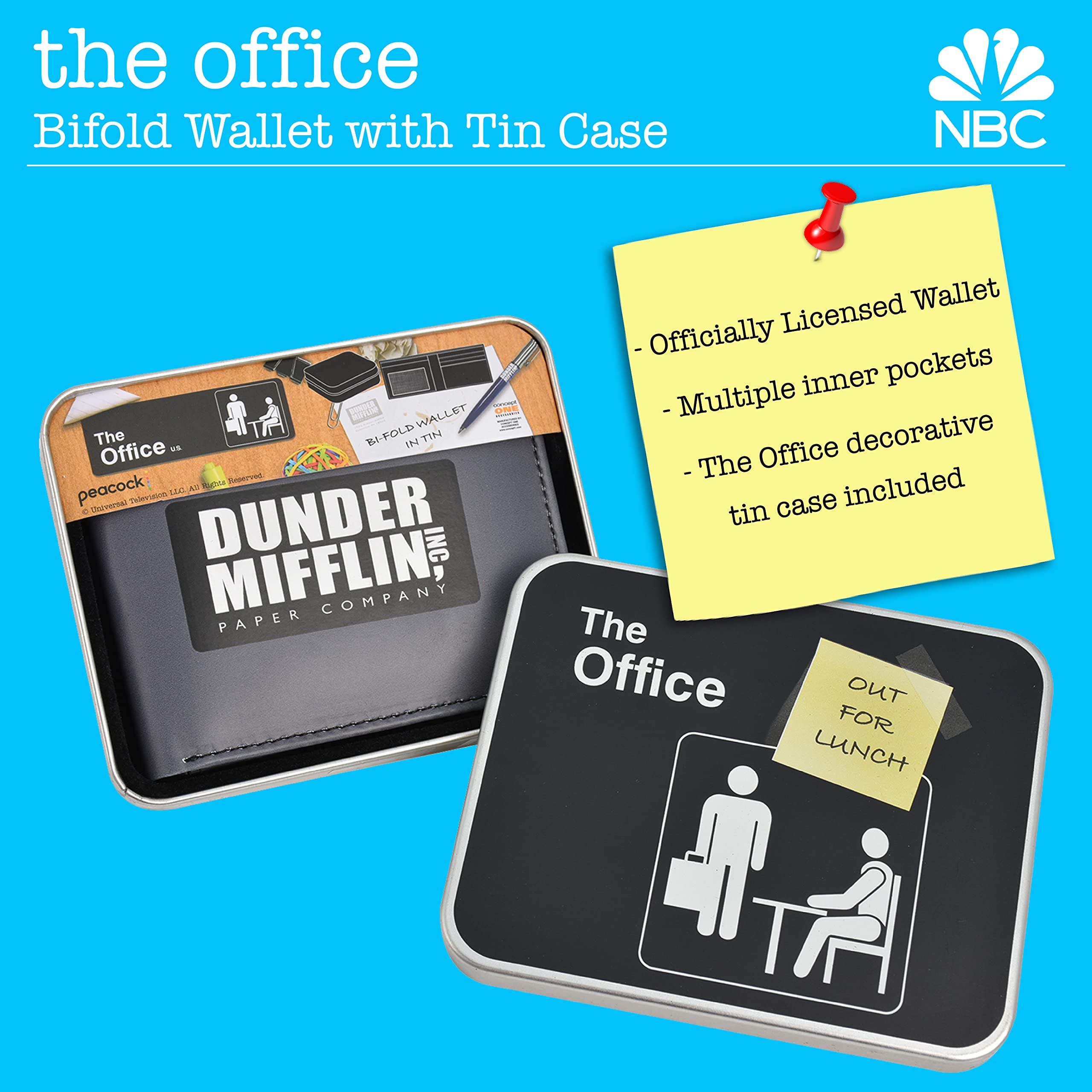 The Office Bifold Wallet in a Decorative Tin Case, Multi