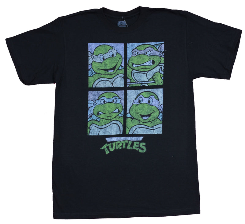Teenage Mutant Ninja Turtles Mens T-Shirt - TMNT 4 Box Distressed Face Pictures