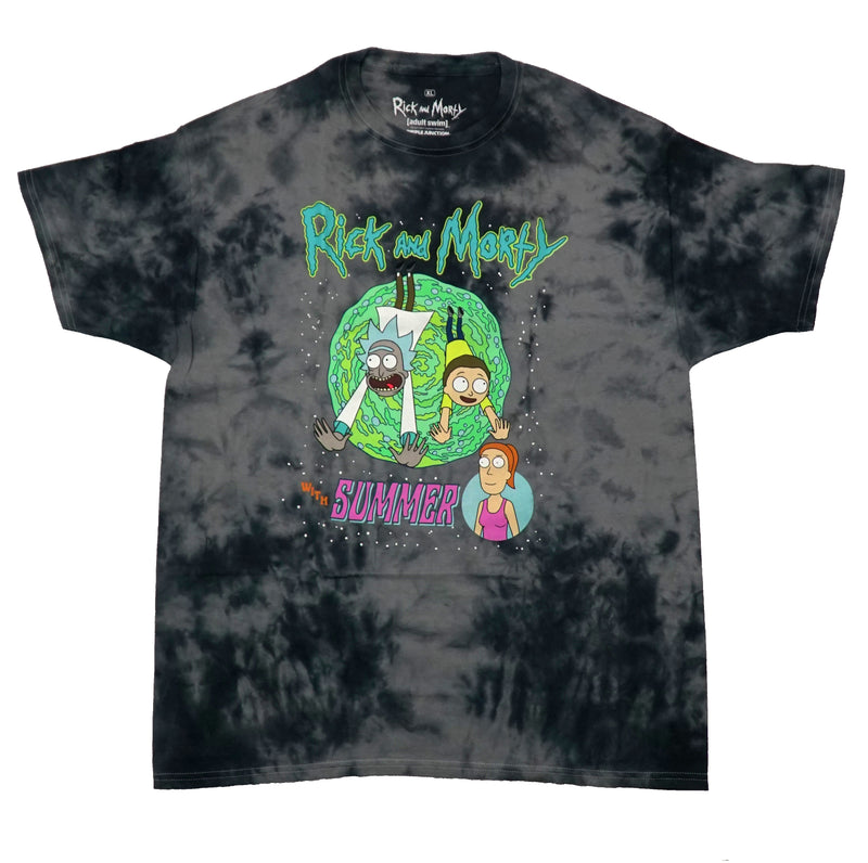 Rick and Morty Mens T-Shirt - Sliding Head First Over Portal Above Summer