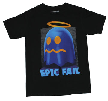 Pac-Man Mens T-Shirt - "Epic Fail" Haloed Blue Ghost Image