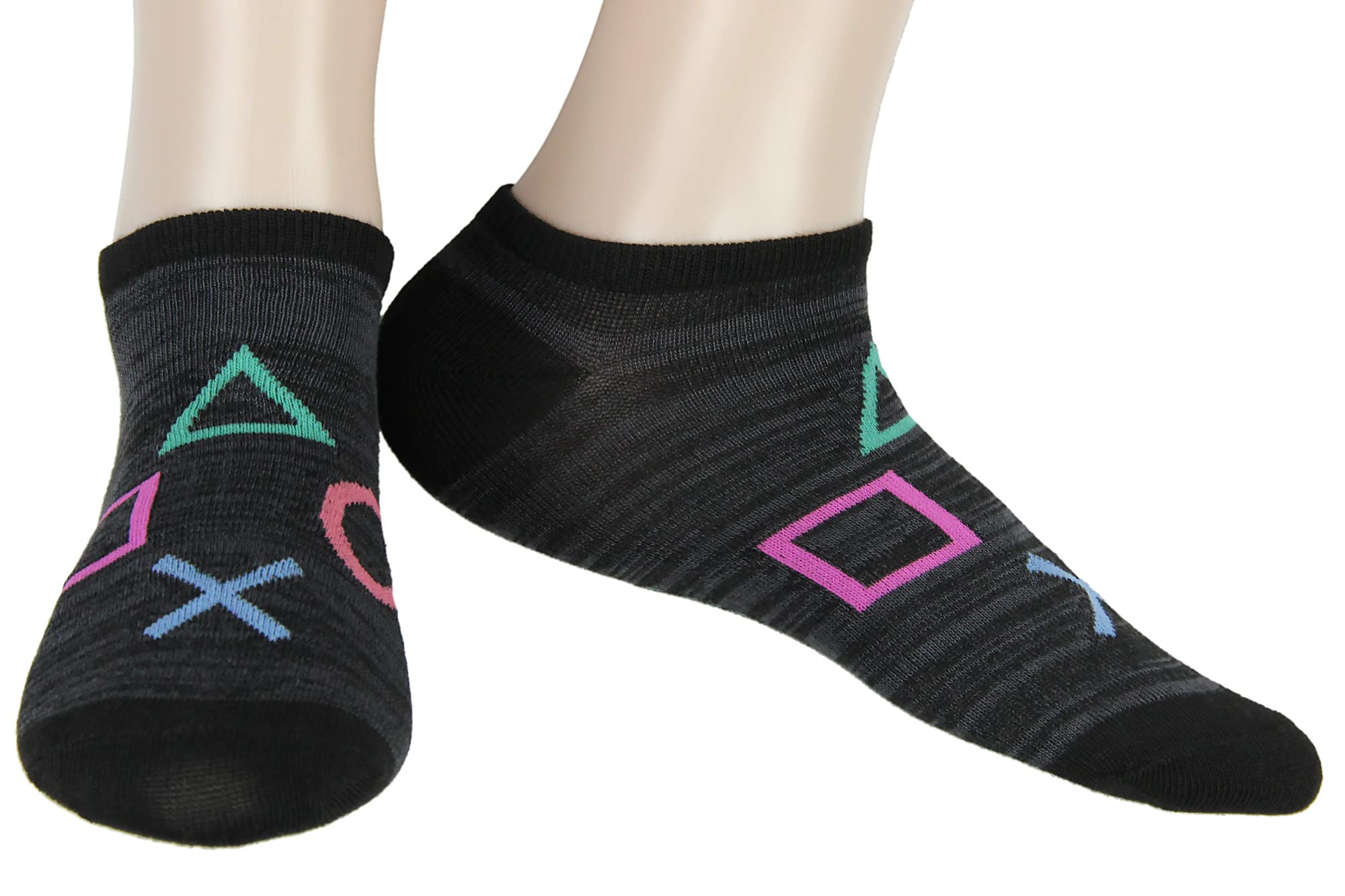 Bioworld PlayStation Adult Logo Icon Controller 3 Pack No Show Ankle Socks
