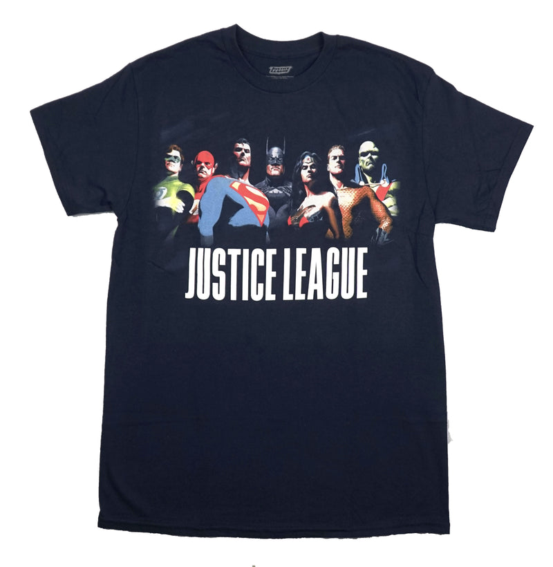 Justice League Mens T-Shirt - Superheroes Above Name