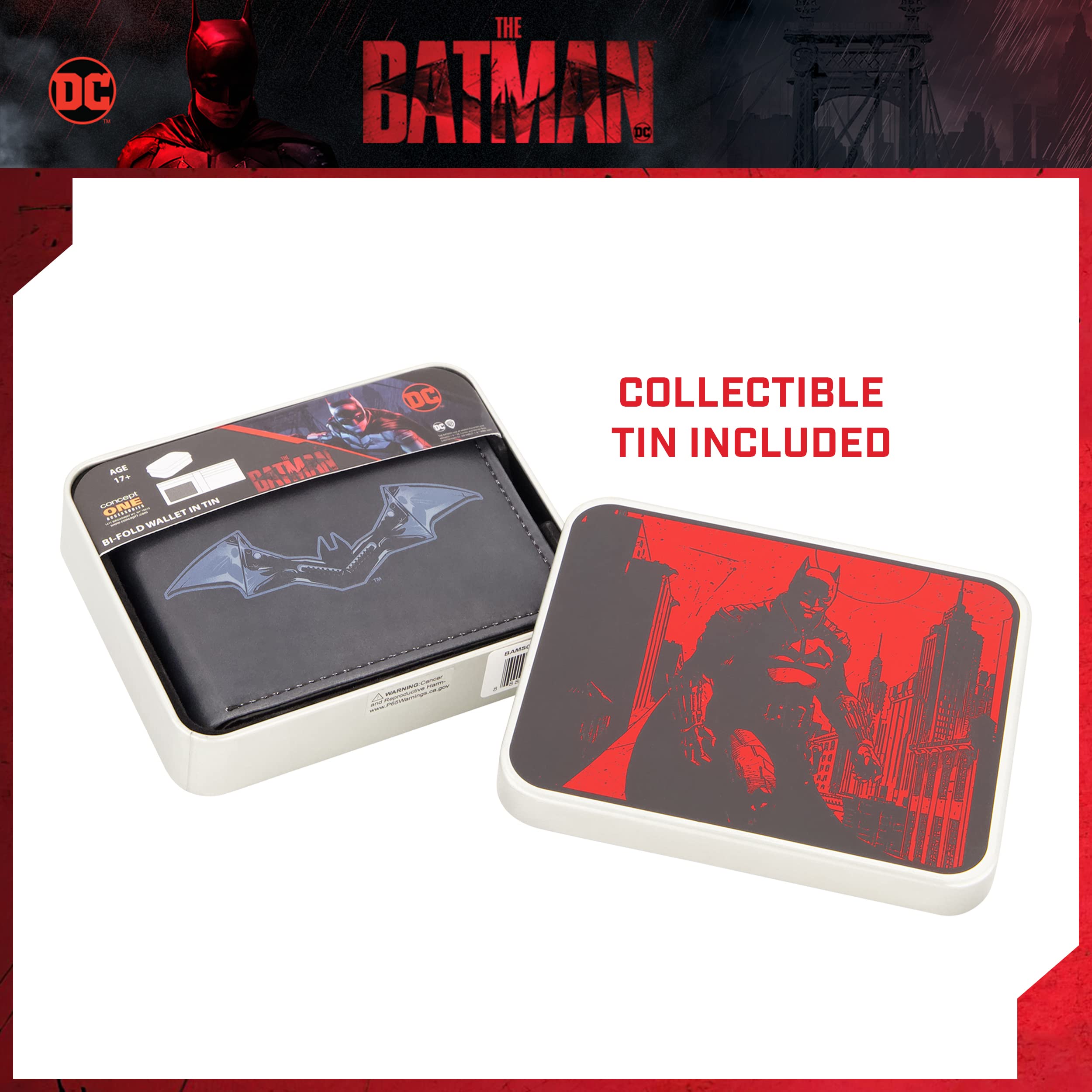 The Batman Bifold Wallet, Slim Wallet with Decorative Tin for Men and Women, Multicolor