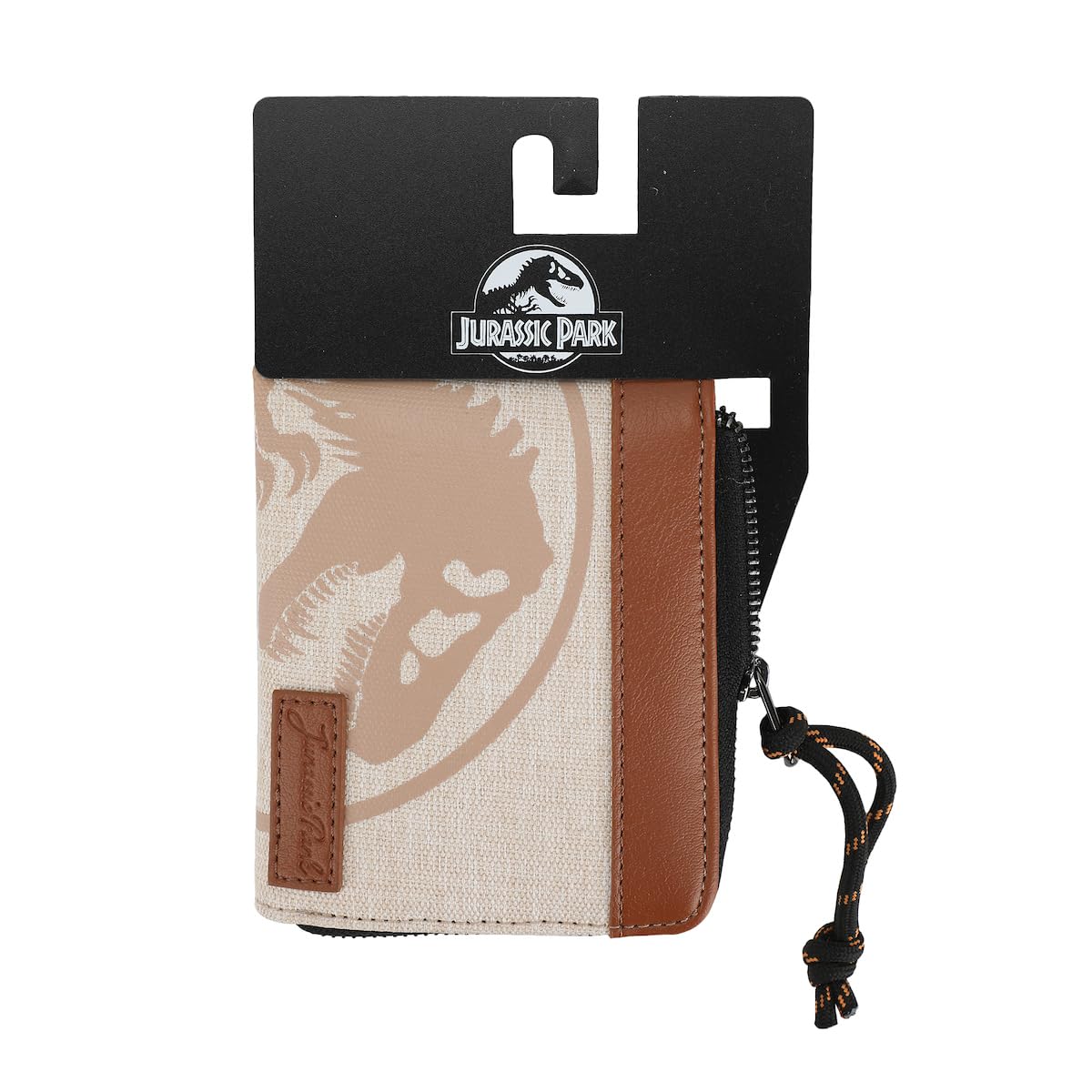 Bioworld Jurassic Park Khaki Logo L-Zip Wallet - Inmyparentsbasement.com