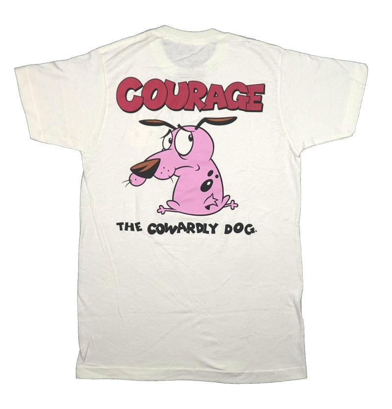 Courage the Cowardly Mens T-Shirt - Dog Pink Image on Back and Lapel