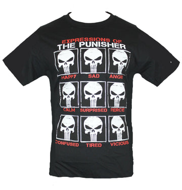 The Punisher (Marvel Comics) Mens T-Shirt - Many Expressions of Punisher Image
