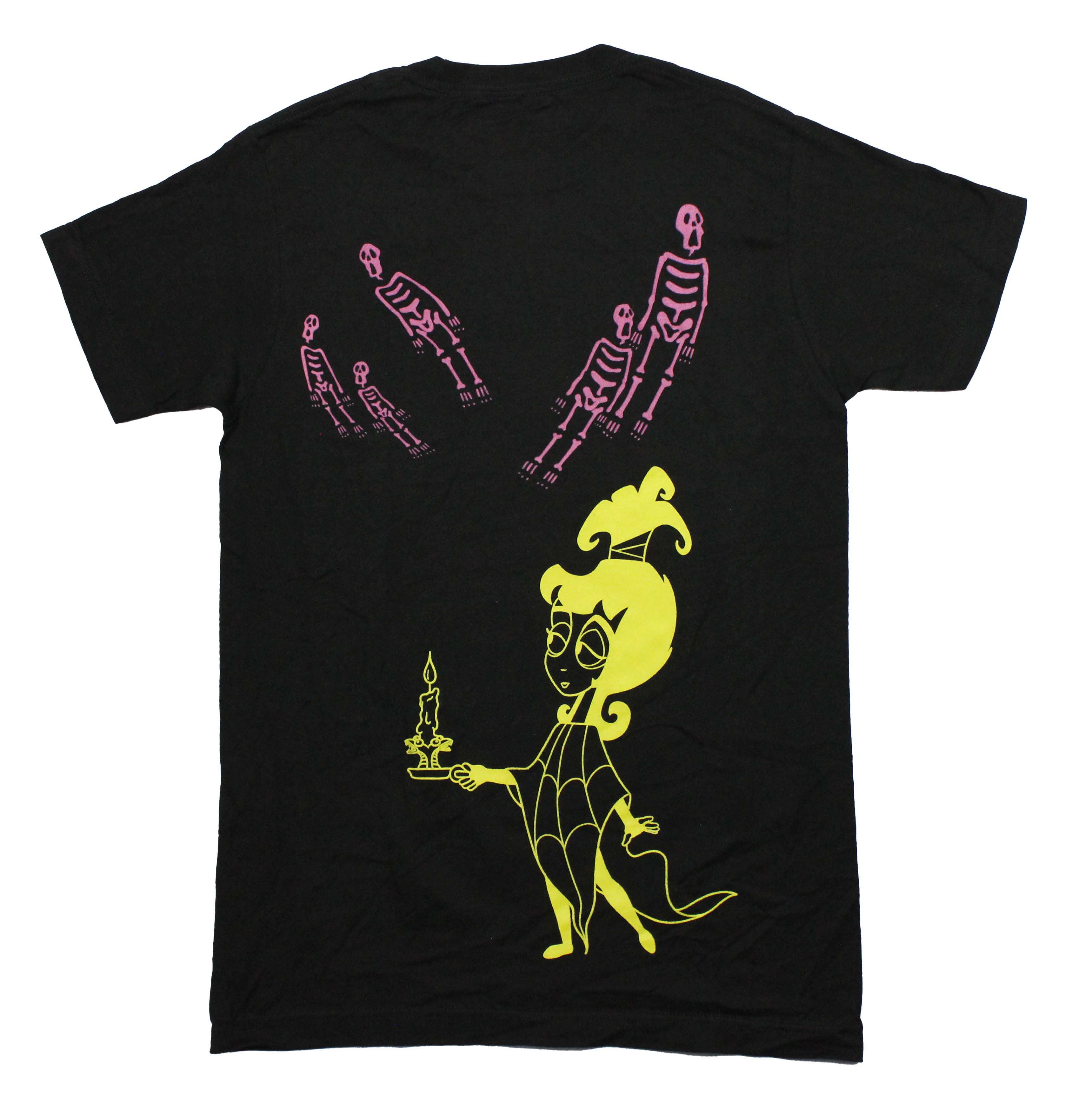 Beetlejuice Mens T-Shirt - Yellow Outlined Beetlejuice Looking at Bats