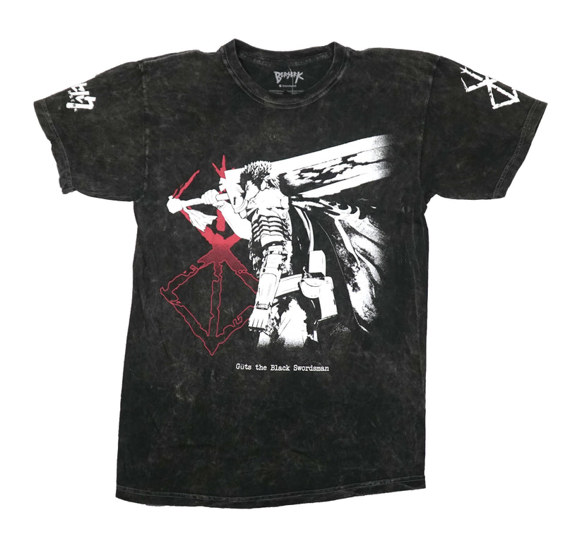 Berserk Mens T-Shirt - Armor Black Swordsman Mineral Wash