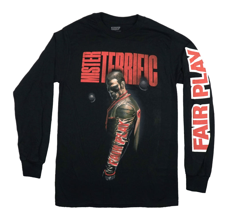 Mr. Terrific Long Sleeve Mens T-Shirt -  T-Spheres Pose Fair Play Sleeve