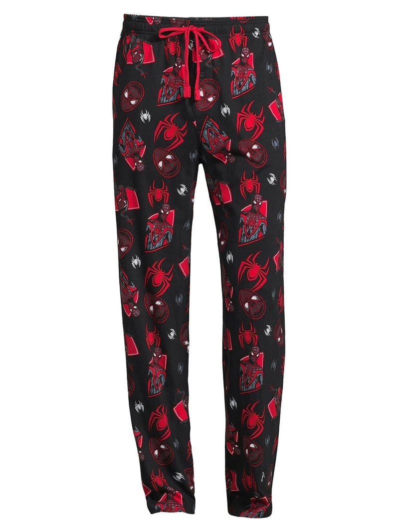 Marvel Spider-Man Men's Miles Morales Mask Allover Print Adult Sleep Bottoms Pajama Pants