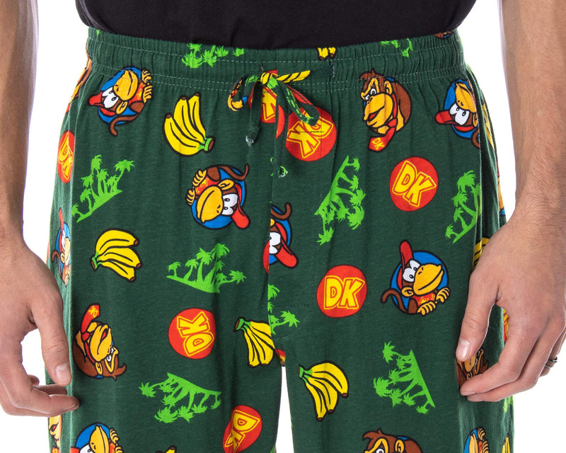 Nintendo Adult Donkey Kong and Diddy Kong Tropical Soft Cotton Pajama Pants