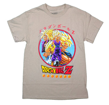 Dragon Ball Z Mens T-Shirt - Sayian Gohan 5 Poses In Red Circle and Kanji