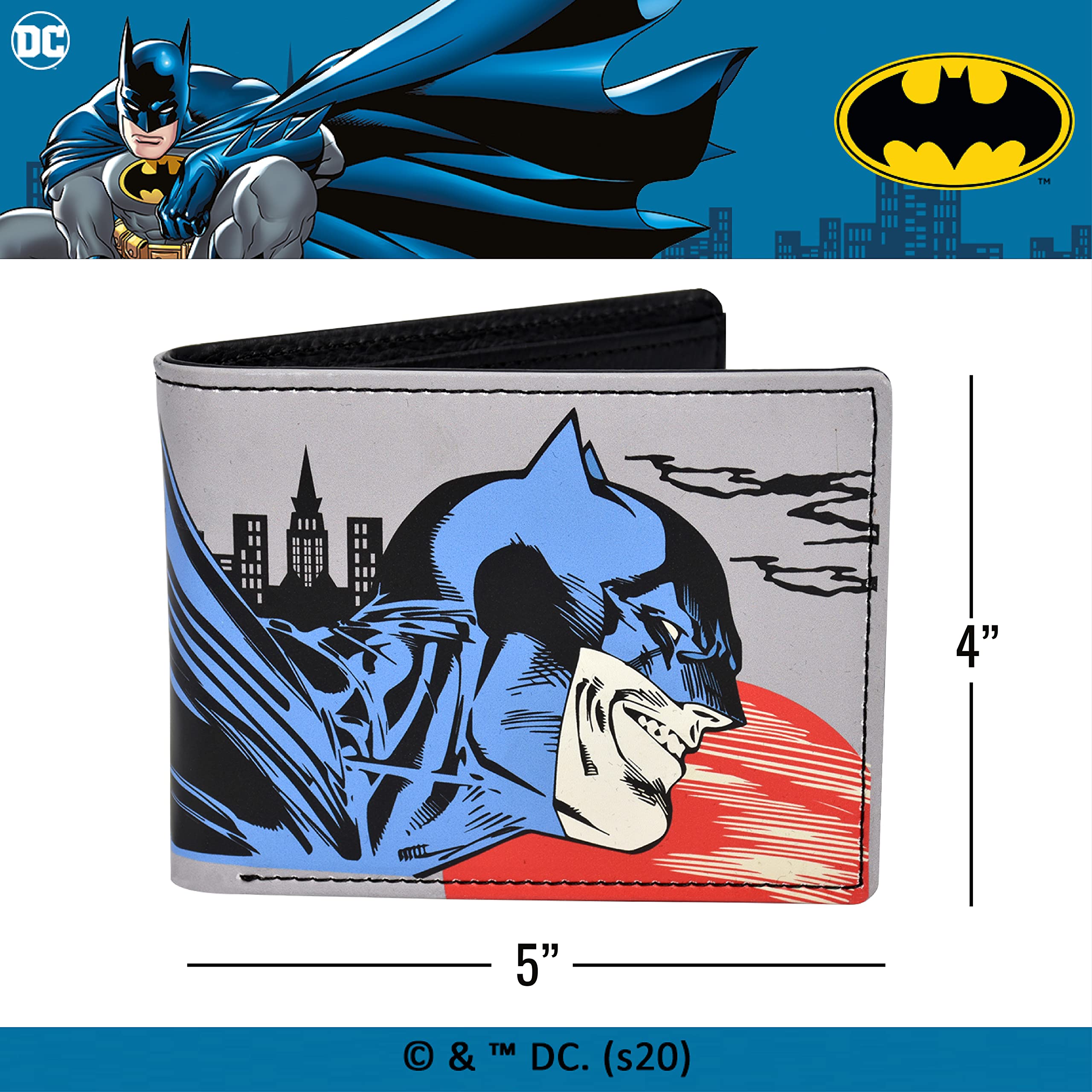 DC Comics Batman Bifold Wallet in a Decorative Tin Case, Multi