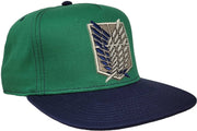 Attack on Titan Season 4 Green and Black Scout Regiment Shield Embroidered Flat Bill Snapback 5 Panel Adult Unisex Hat - Inmyparentsbasement.com