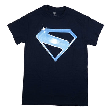 Superman Mens T-Shirt - Light Blue Shining Classic Logo