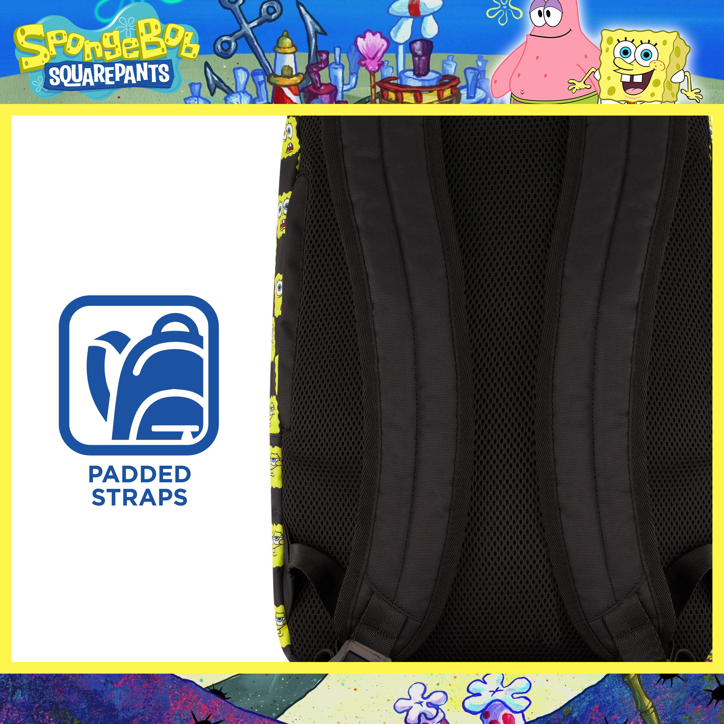 SpongeBob SquarePants 13 Inch Sleeve Laptop Backpack, Checkered Padded Computer Bag for Commute or Travel, Multi