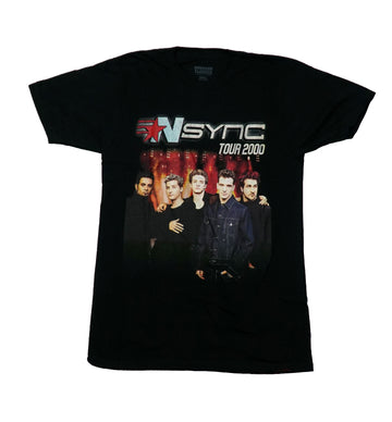 NSYNC Tour 2000 Mens T-Shirt -  Group on Front Tour Cities on Back