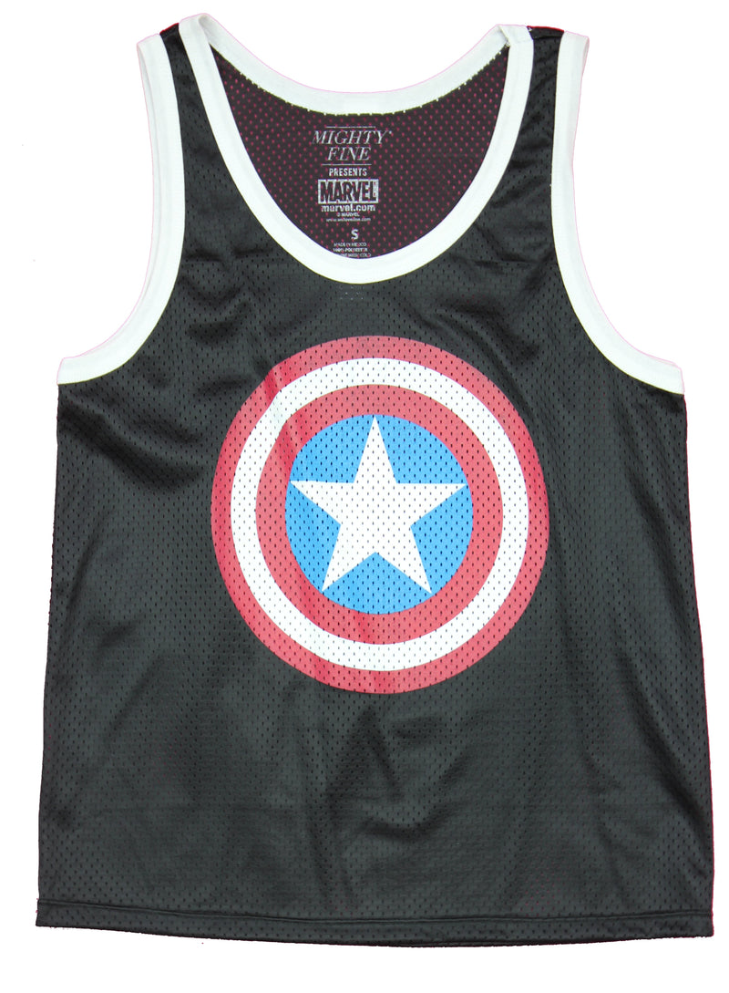 Captain America Girls Juniors T-Shirt - Mesh Style Tank Logo Image