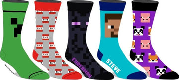 Minecraft Mens Crew Socks 5 pairs