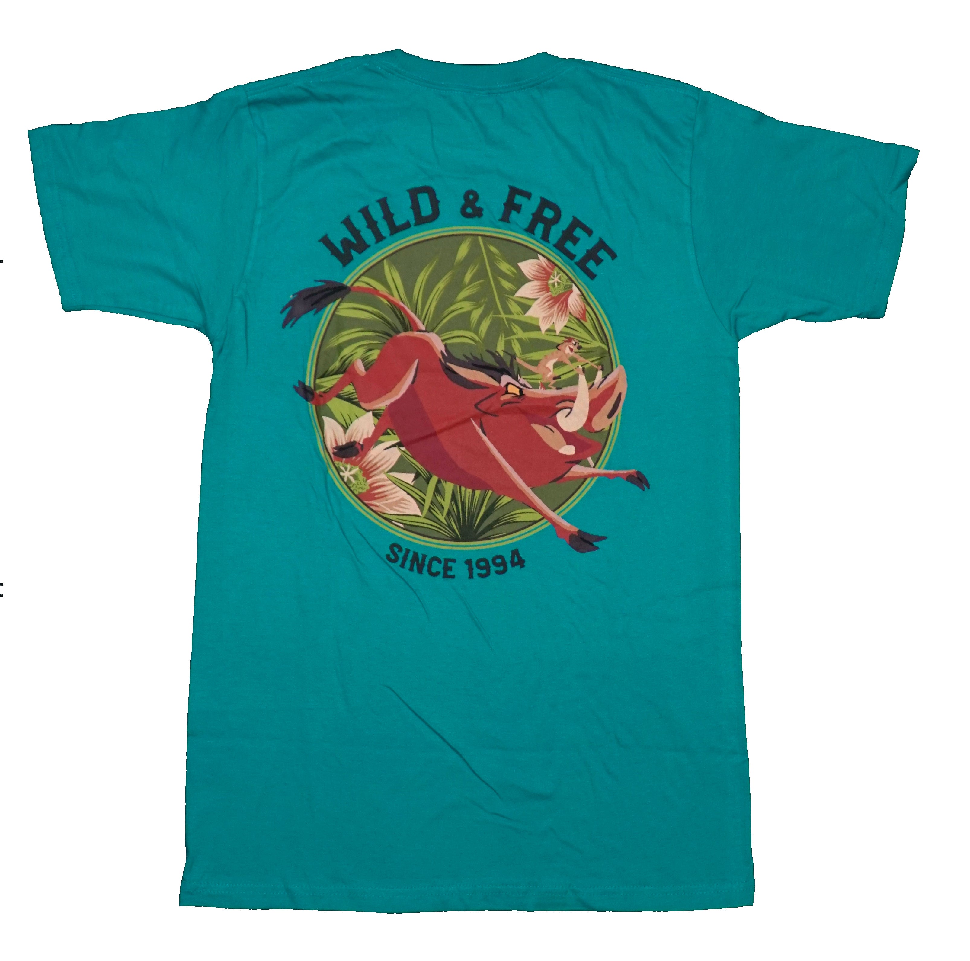 The Lion King Mens T-Shirt - Lapel Pumbaa Wild & Free Since 1994 Pumbaa Back