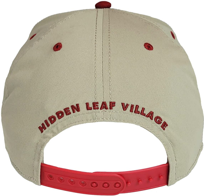 Naruto Shippuden Ichiraku Ramen Icon Hidden Leaf Village Adjustable Red and White Flat Bill Snapback Hat