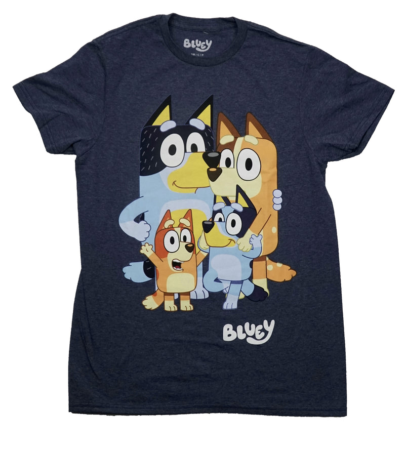Bluey Mens T-Shirt -Chilli Bandit Bingo Bluey Over White Logo