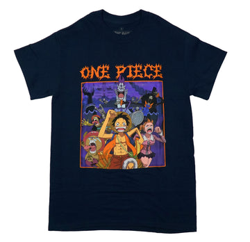 One Piece Mens T-Shirt -Screaming Running Luffy Cast Running Away