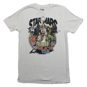 Star Wars Mens T-Shirt - Comic Style 1977 Galactic Tour Group In Circle
