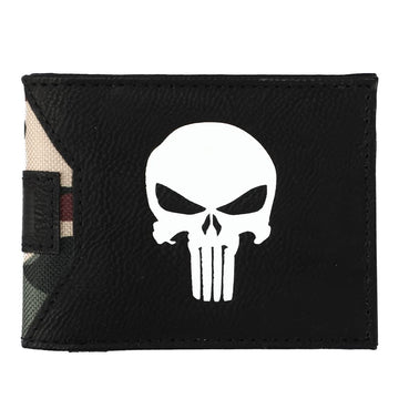 Bioworld Punisher Screen Print and Digital Print PU and Nylon Bifold Wallet
