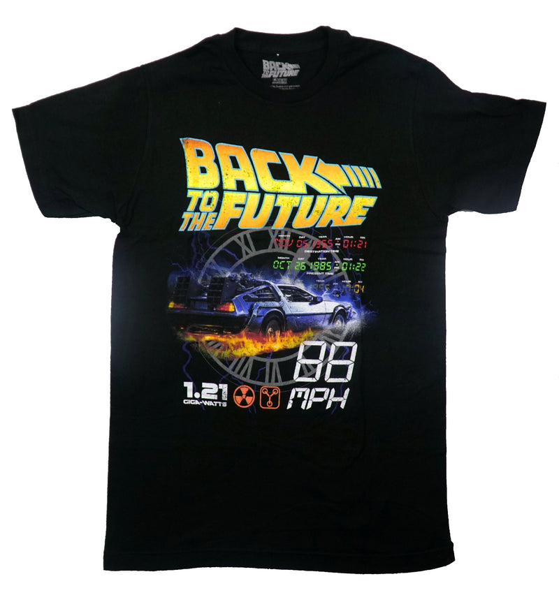 Back to the Future Mens T-Shirt - DeLorean In Clock Along Digital Countdown