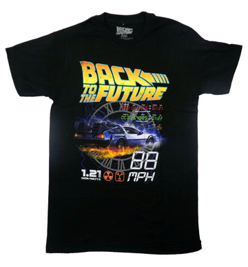 Back to the Future Mens T-Shirt - DeLorean In Clock Along Digital Countdown