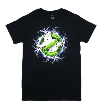Ghostbusters Mens T-Shirt - No Ghosts Logo Electrified and Slimed