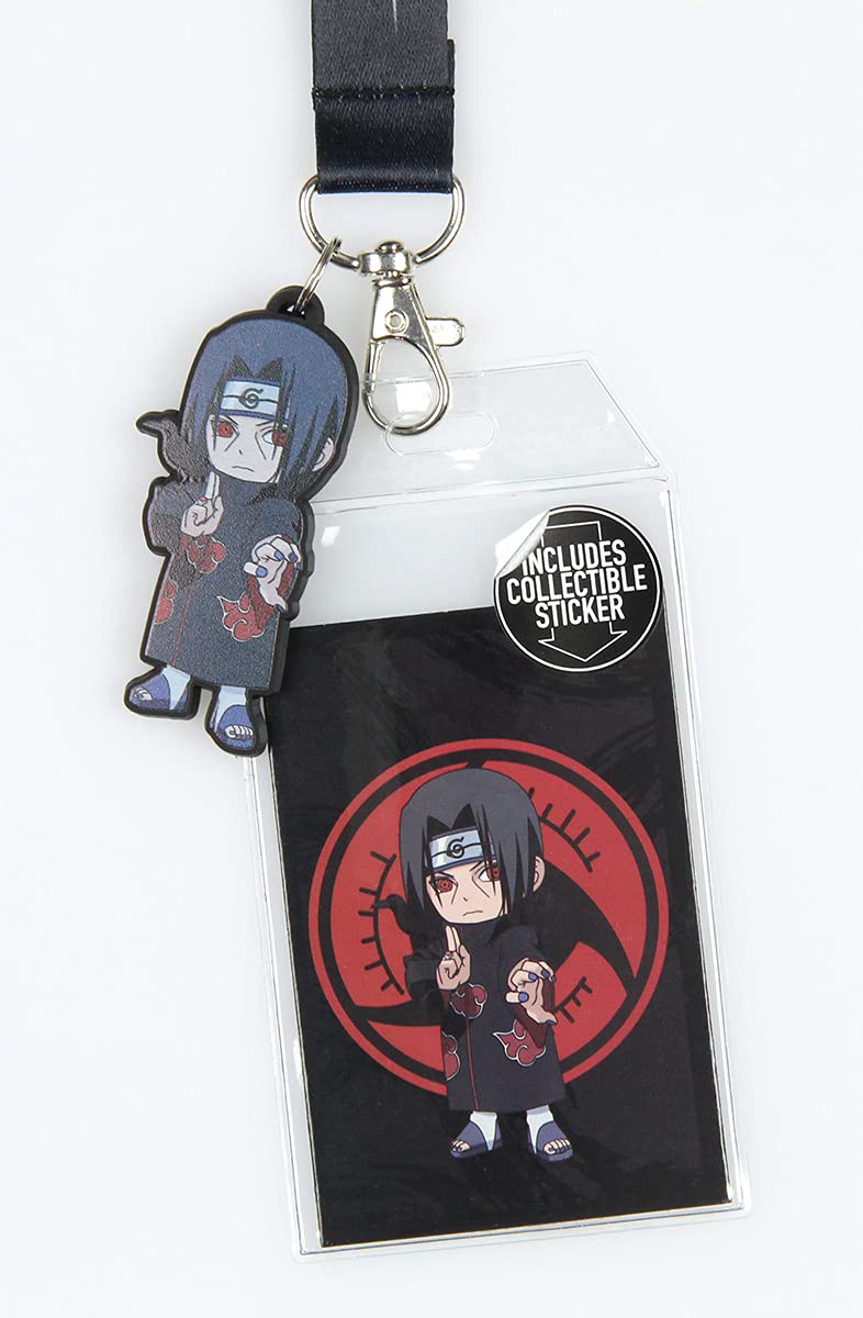 Naruto Shippuden Itachi Uchiha ID Badge Holder Lanyard w/Rubber Pendant Sticker