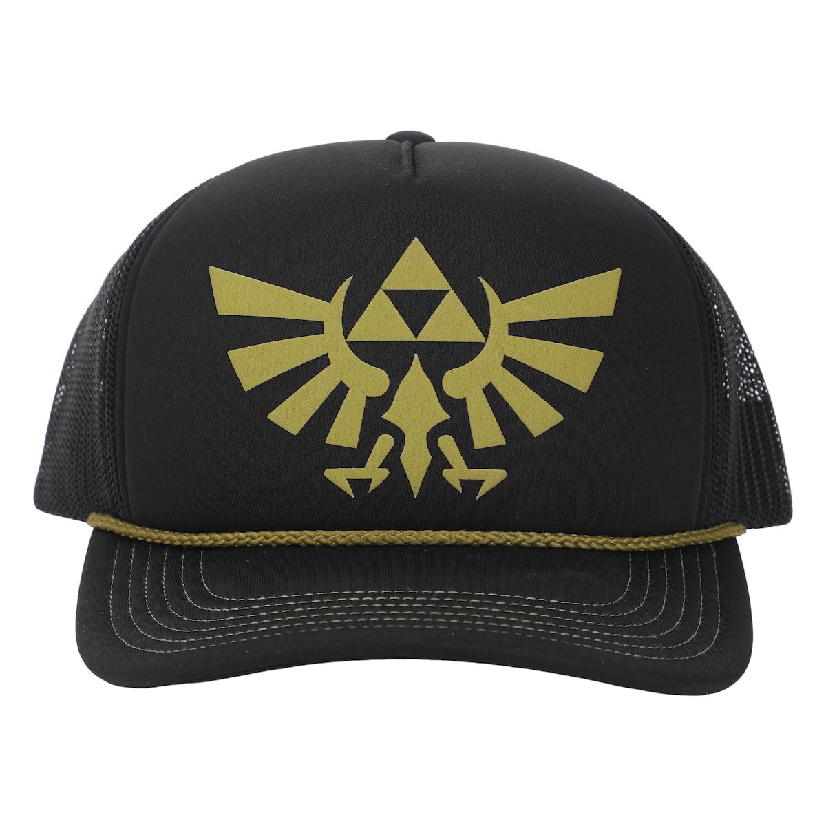 Bioworld The Legend of Zelda Gold Evergreen Logo Black Trucker Hat