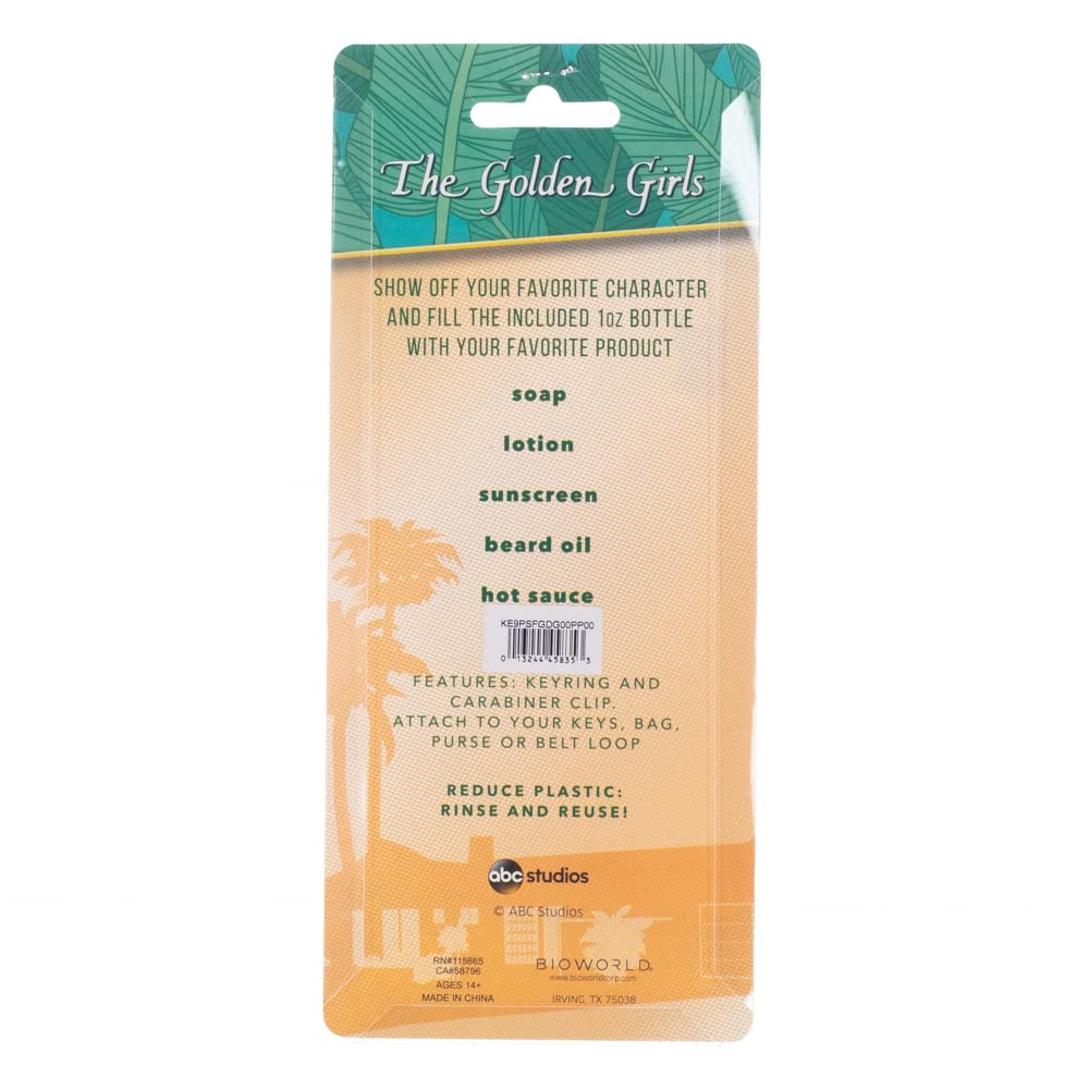 Golden Girls Rose Keychain Bottle Holder with 1 oz. Reusable Bottle