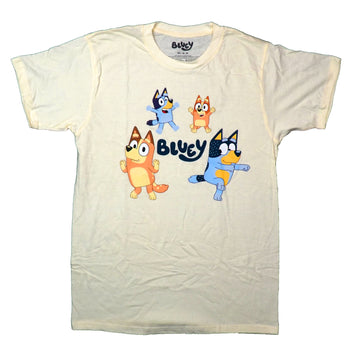 Bluey Mens T-Shirt - Bandit Bingo Bluey Chilli Around Logo