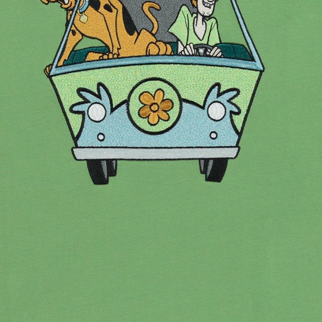 Scooby-Doo Mens Throwback Shirt, Shaggy, Velma Tee - Classic Front and Back Rubber Patch T-Shirt