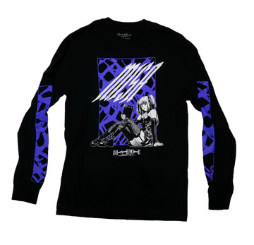 Death Note Mens Long Sleeve T-Shirt - B & W Lingerie Misa Holding Book