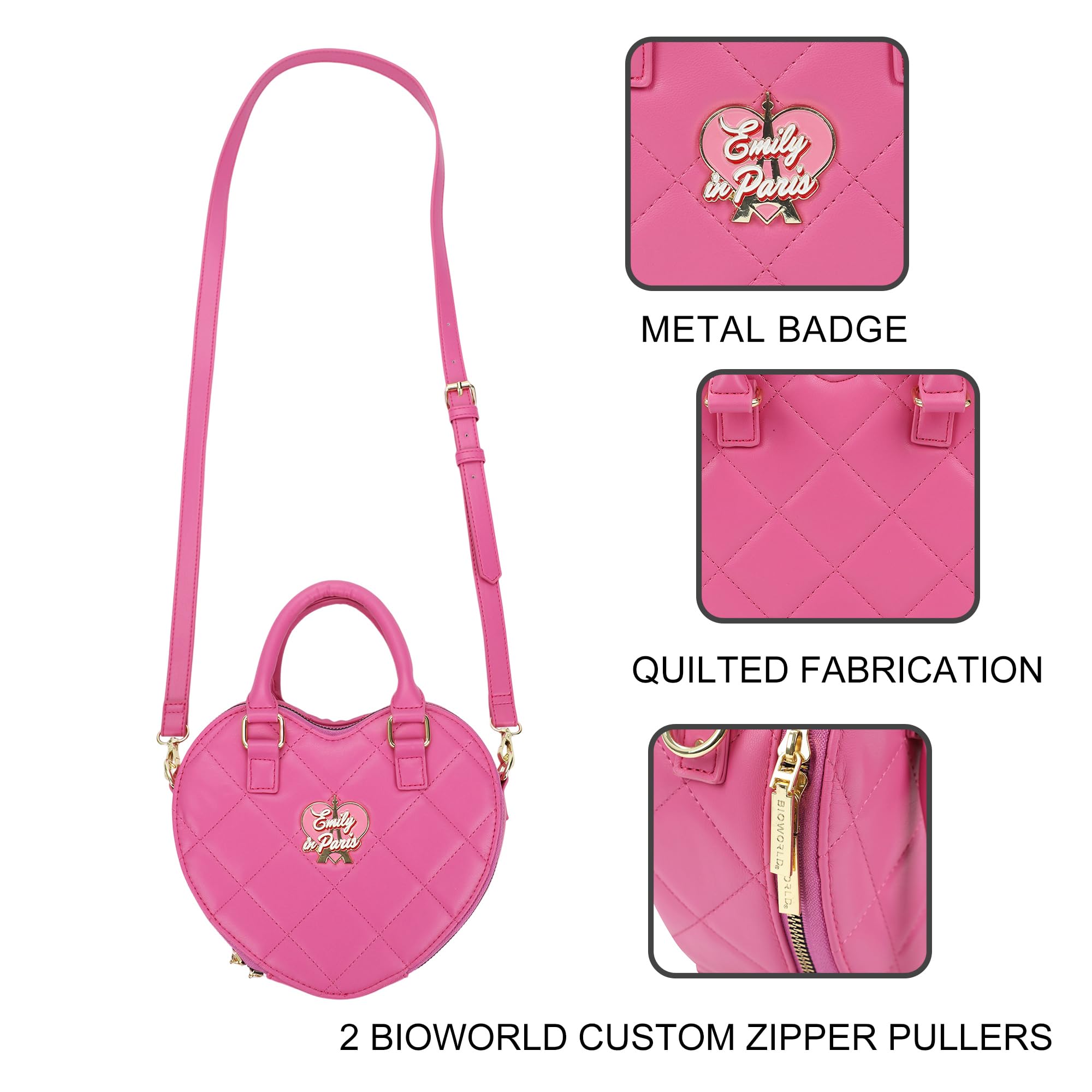 Emily In Paris Women's Pink Heart-Shaped Crossbody Handbag