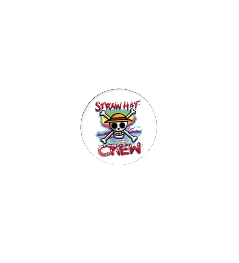 Ripple Junction One Piece Straw Hat Crew 1.5 in White Button