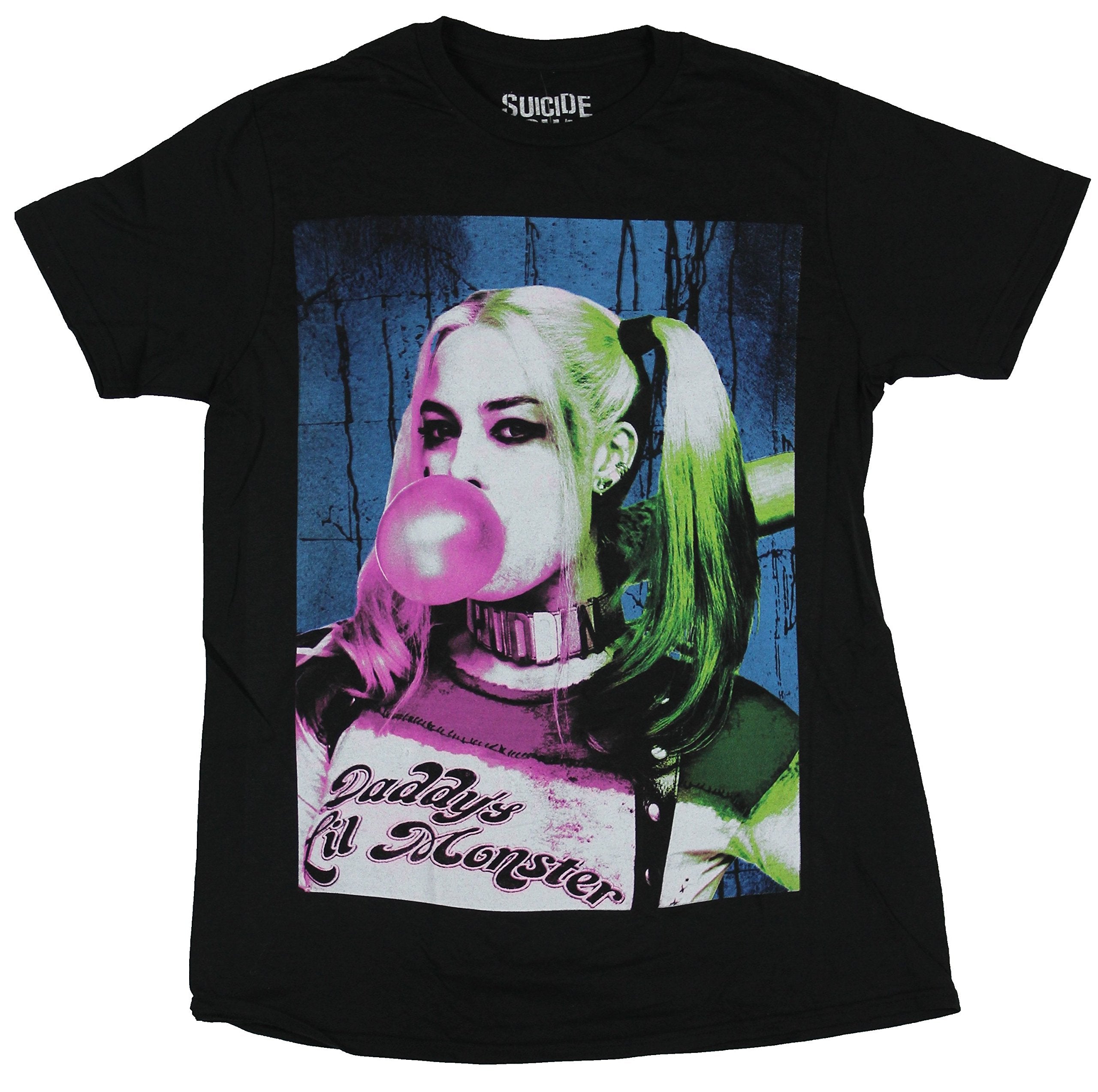 Harley Quinn (DC Comics) Mens T-Shirt - Bubble Blowing Suicide Squad Harley