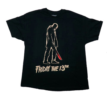 Friday the 13th Mens T-Shirt - Jason Looking Down Bloody Knife over Name