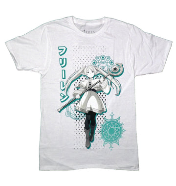 Frieren Beyond Journey's End Mens T-Shirt - Frieren standing Kanji Text
