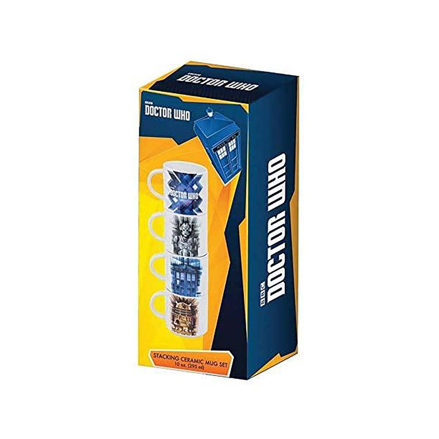 Vandor Doctor Who 4 Piece Stacking Ceramic Mug Set, 10 Ounces Each