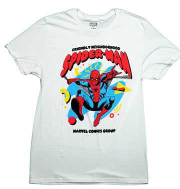 Spider-Man Mens T-Shirt - Flying 90's Style Friendly Neighborhood